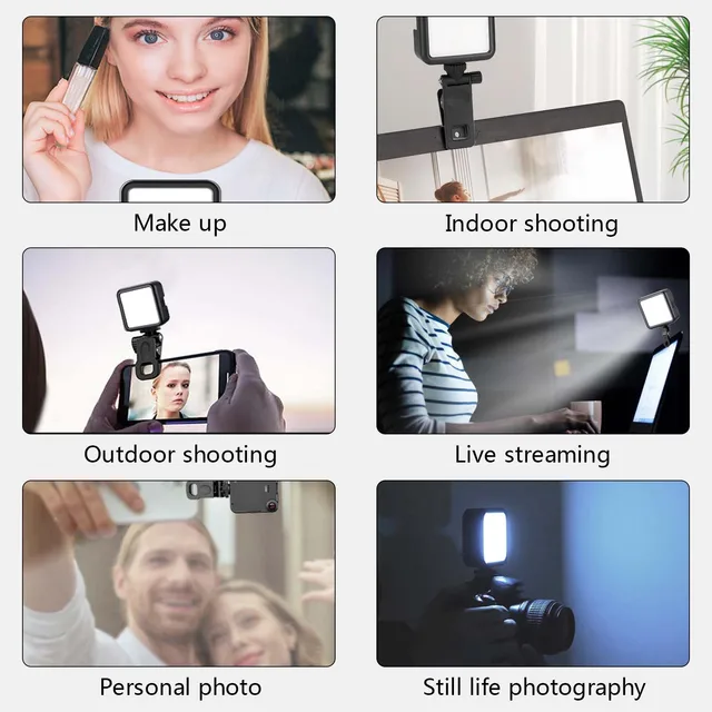 LED Clip Video Light Portable Photography On-Camera 3000K-6000K Bi-Color Lighting Cold Shoe For DSLR Camera Camcorder Gopro Vlog 6