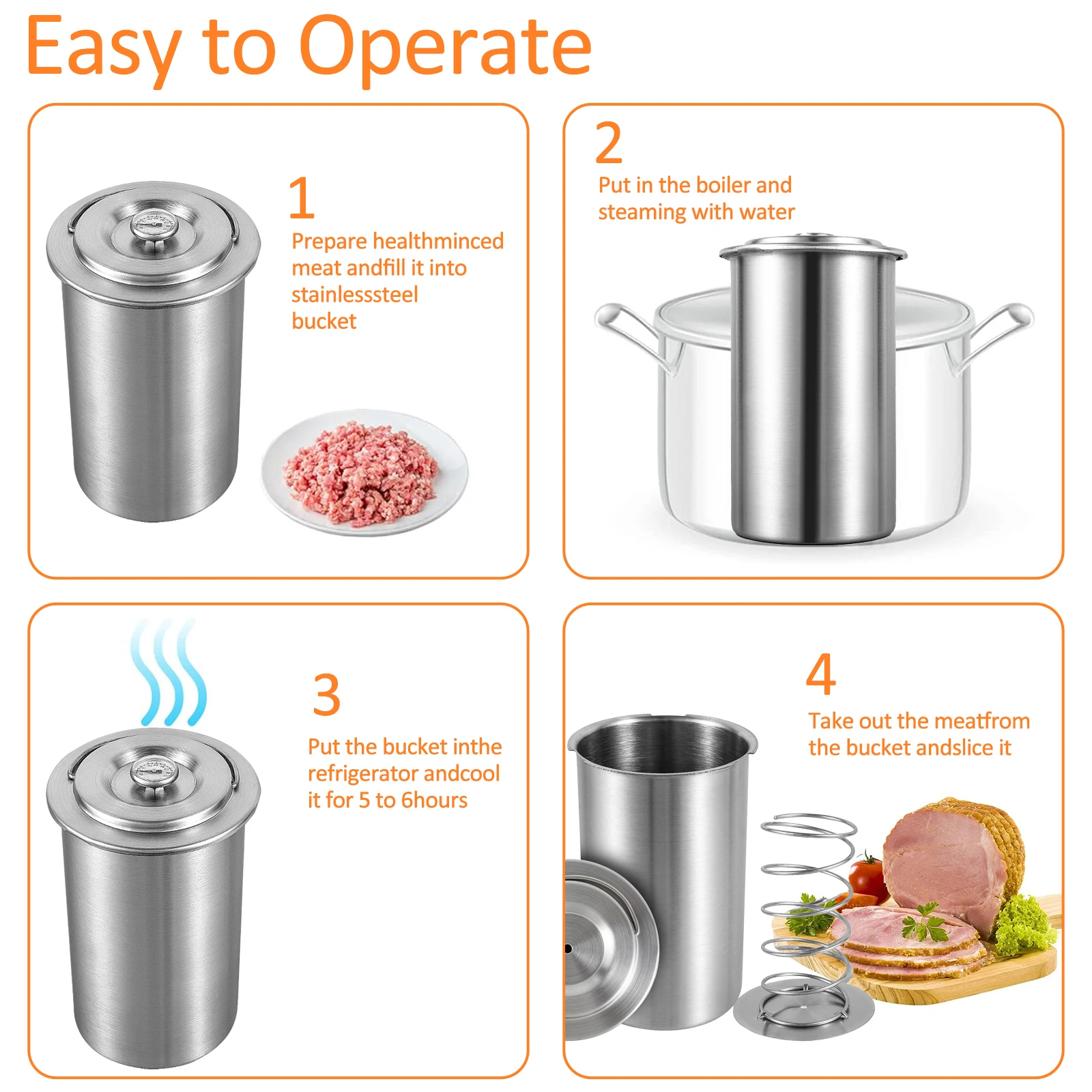 Steamed Meat Pot Meat Storage Cooker Press Cooker Ham Press burger press hamburger press For Home Kitchen Cooking Bake Tool Multifunc Thermo Bucket
