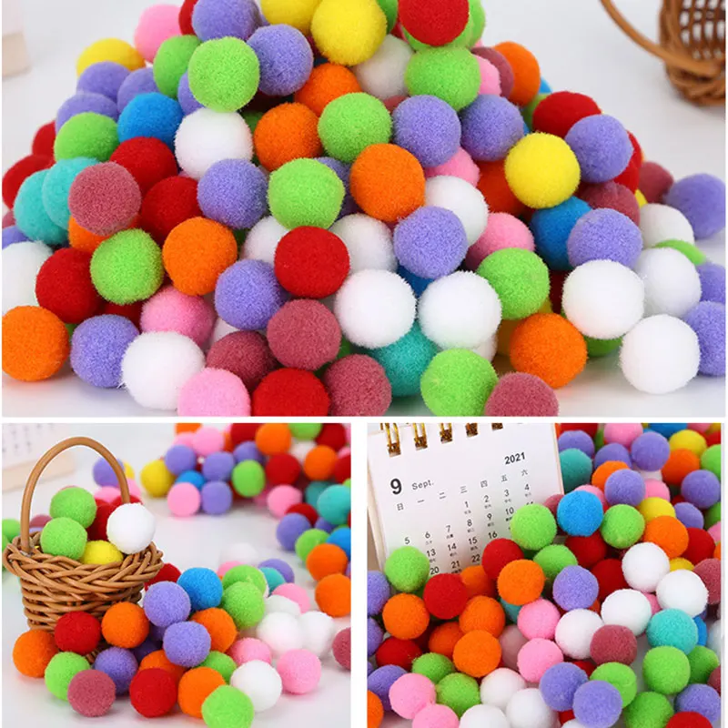50-300Pcs 0.8-3cm Mixed Pom Poms Craft Mini Small Pompom Fur Balls for Kid Creative Toys DIY Craft Decor