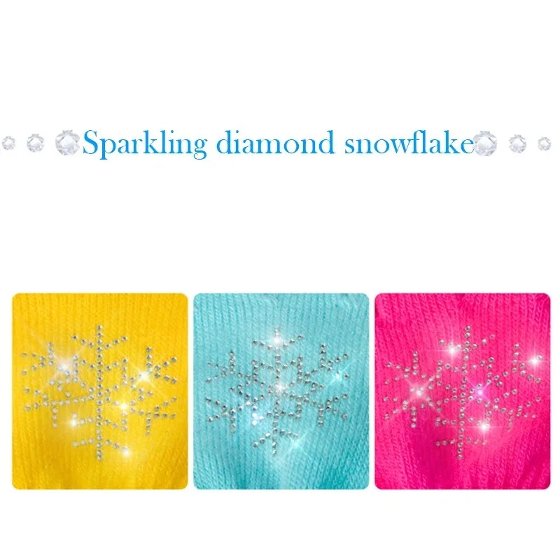 Ice Figure Skating Wrist Gloves Training Warm Hand Protector Thermal Safety For Kids Adult Girl Boy Rhinestone Non-stick S M L 4