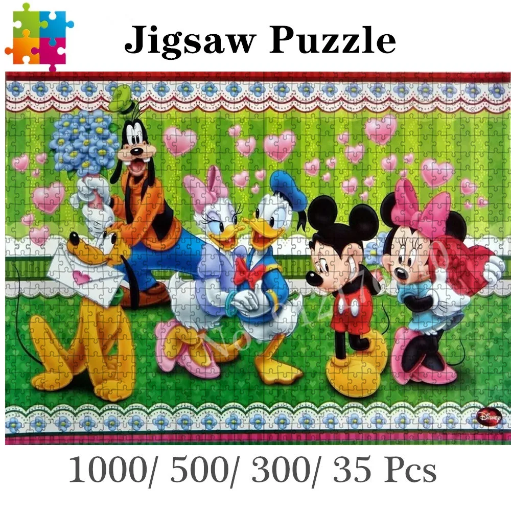 

Disney Puzzles Kids Mickey Minnie Donald Duck 1000 Piece Wood Intellectual Jigsaw Puzzle for Adult Educational Diy Game Toy Gift