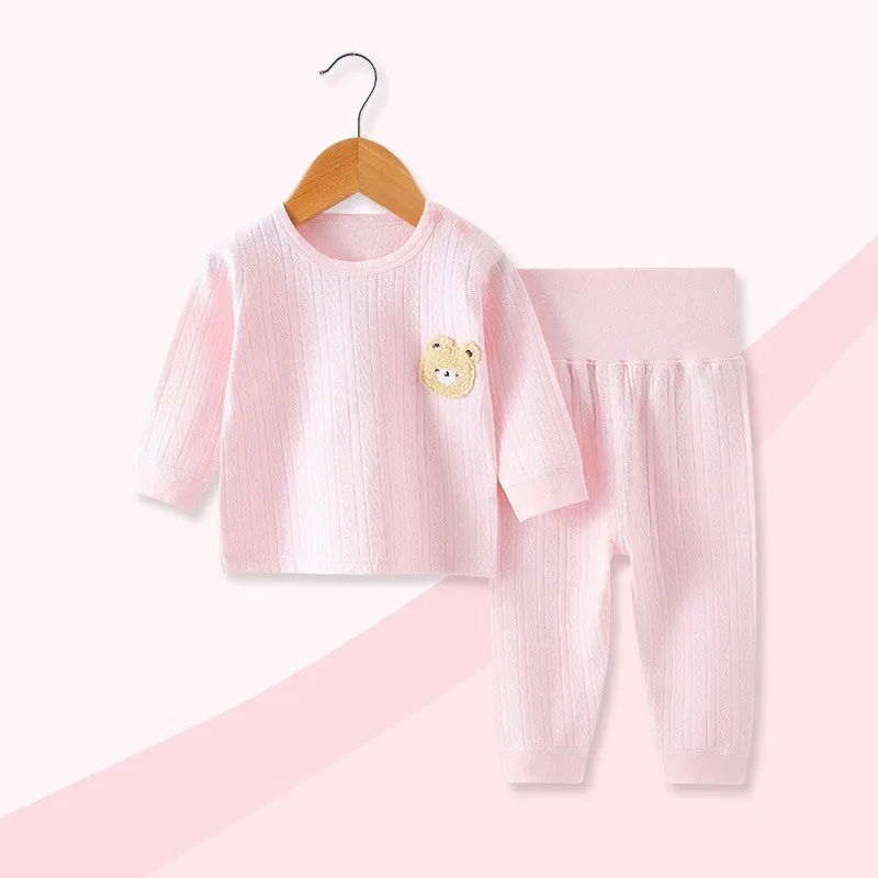 

2024 852203 Four Seasons Fashion Set Pure Cotton Round Neck Long sleeved Shirt+Long Pants Two Piece Infant Outdoor Clothing