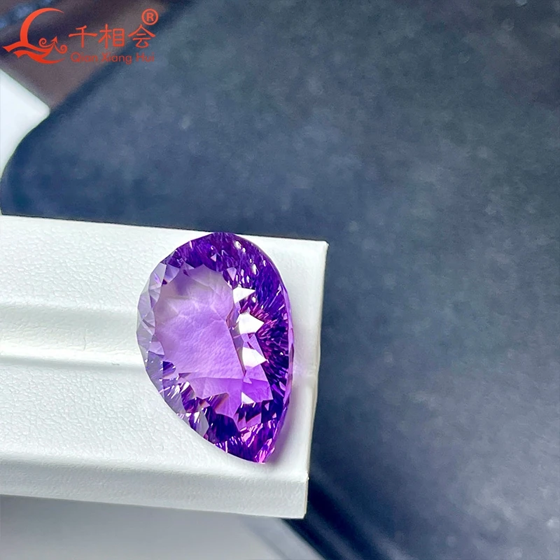 19.8ct pear shape millennium cutting beautiful Natural Amethyst gemstone loose stone for jewelry making with GRC certificated