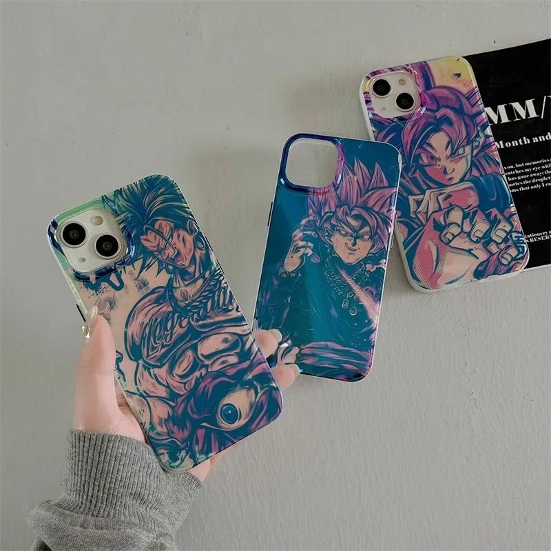 

Dragons Balls Gokus laser gradient color cartoon Phone Cases For iPhone 14 13 12 11 Pro Max Back Cover