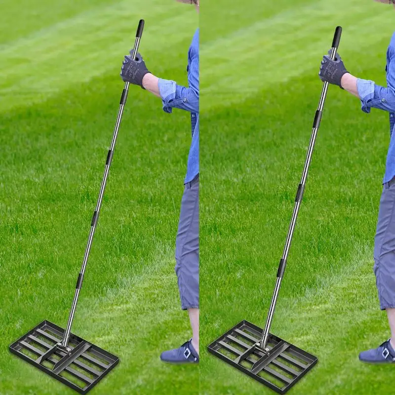 Rastrello Livellatore Per Prato - Strumento Professionale Per Giardino, Cortile E Campi Da Golf Con Manico In Acciaio Inox 28x25.4 Cm - Foto 7