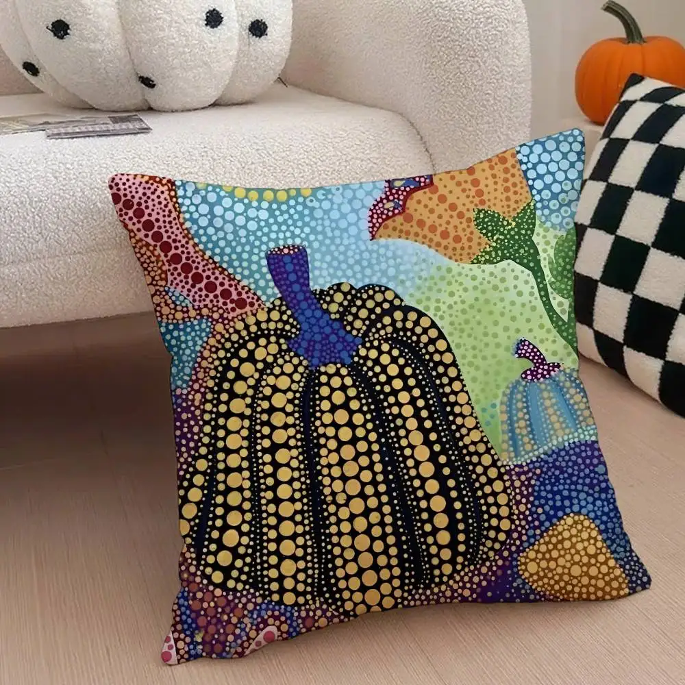 Mode K-Kusama Yayoi Kunst Kissen Fall Anti-dustmite Kissenbezug Unsichtbare Reißverschluss Seidige Kurze Plüsch Sofa Kissen Abdeckung – Detail 8