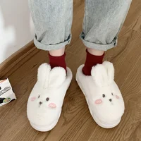 2022 Cute Plush Animal Slippers Women Lovely Bunny Rabbit Slides Indoor Bedroom Platform Slippers Fluffy Furry Soft Sole Shoes 2