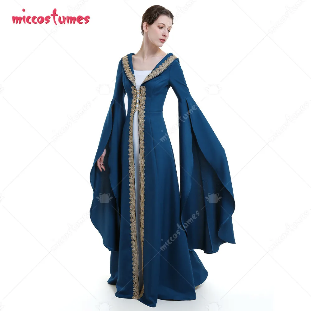

Medieval Fantasy Dress Women Medieval Queen Costume Court Style Historical Medieval Dress Fake Two-Piece Dress
