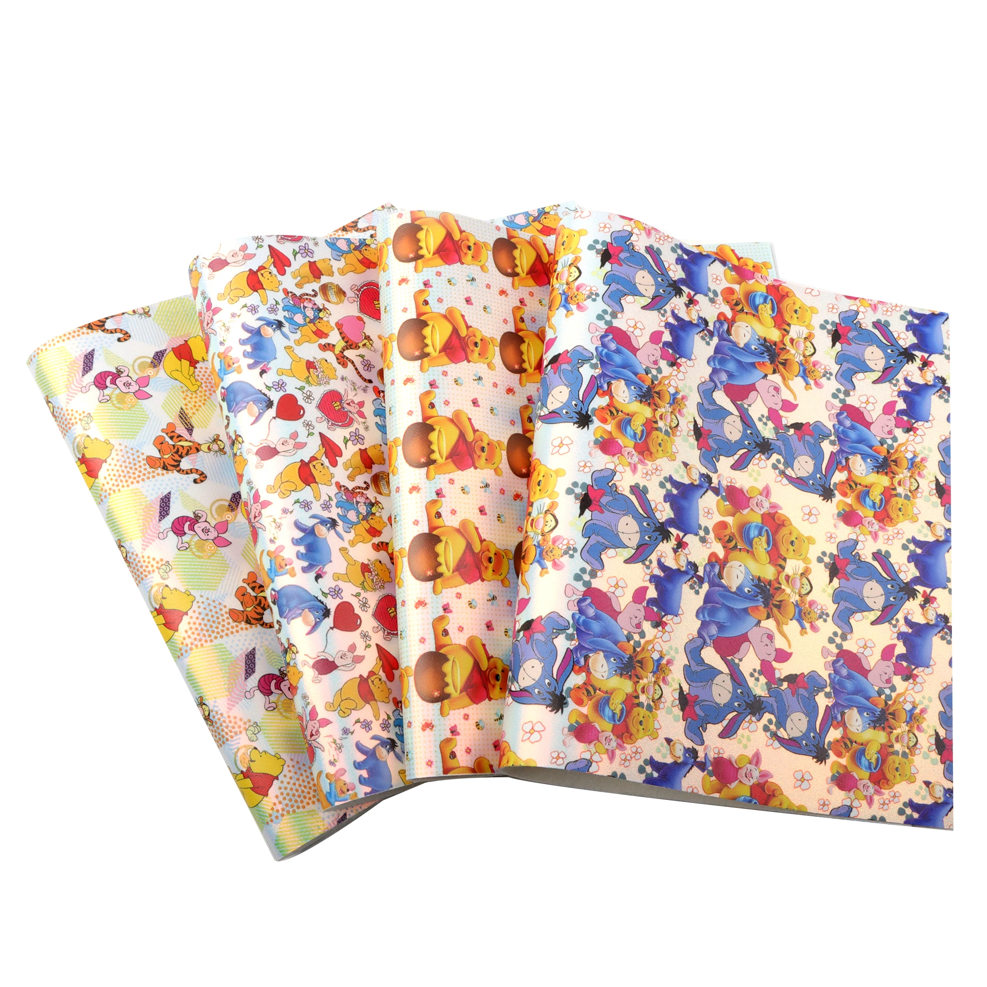 Cartoon Print Lychee Texture Faux Leather Sheet Winnie The Pooh Synthetic  Leatherette Vinyl Fabric for DIY Hairbows Accessories