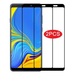 Premium 2 - Pack Tempered Glass Screen Protectors with Full Coverage Safety Feature - Galaxy A9 2018 (Black  (2PCS))