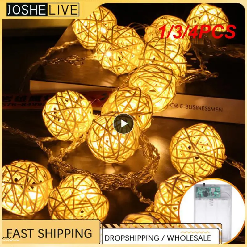 

1/3/4PCS LEDs Rattan Balls String Lights Battery Moon Star Holiday Christmas Garland Lights for Patio Wedding Party New year