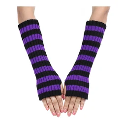 Warmer Knitted Long Gloves Gothic Lolita Arm Glove Elbow Mitten Winter Fingerless Mittens Fashion Striped Arm Covers Arm Sleeves
