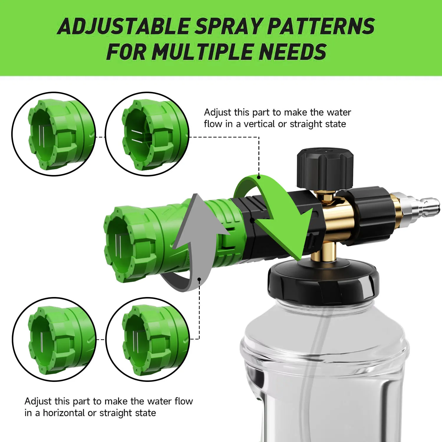 ROUE high pressure washer foam gun kit with five-color nozzle 4080PSI, M22-14 water outlet connector, suitable for Bosch Nilfisk 2