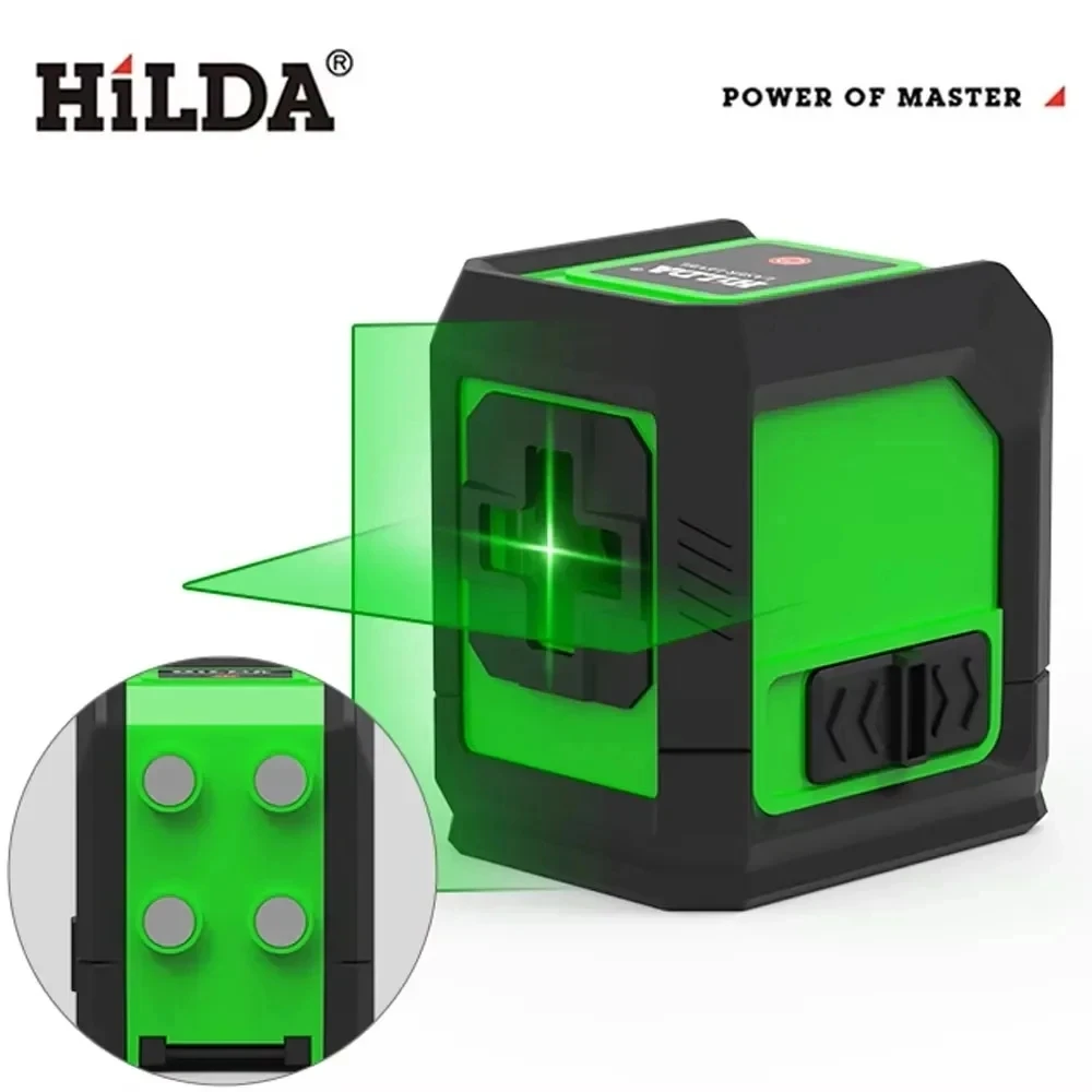 Laser Level HILDA 2 Lines Green Beam Self Levelling with Magnet Horizontal Vertical Cross Line