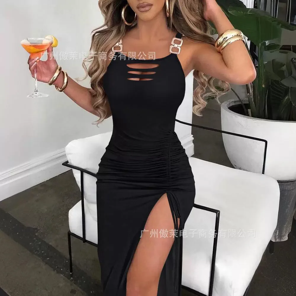 

Женское облегающее мини-платье, летнее Клубное платье с лестницей, вырезом и застежкой-пряжкой, платье с высокой талией для танцев, свадьбы, выпускного вечера, Y2k, Y2k