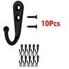 10Pcs Black Wall Mounted Small Hooks with Screws for Hanging Coat Bag Robe Towels Keys Kitchen Bathroom Rack Accessories 3