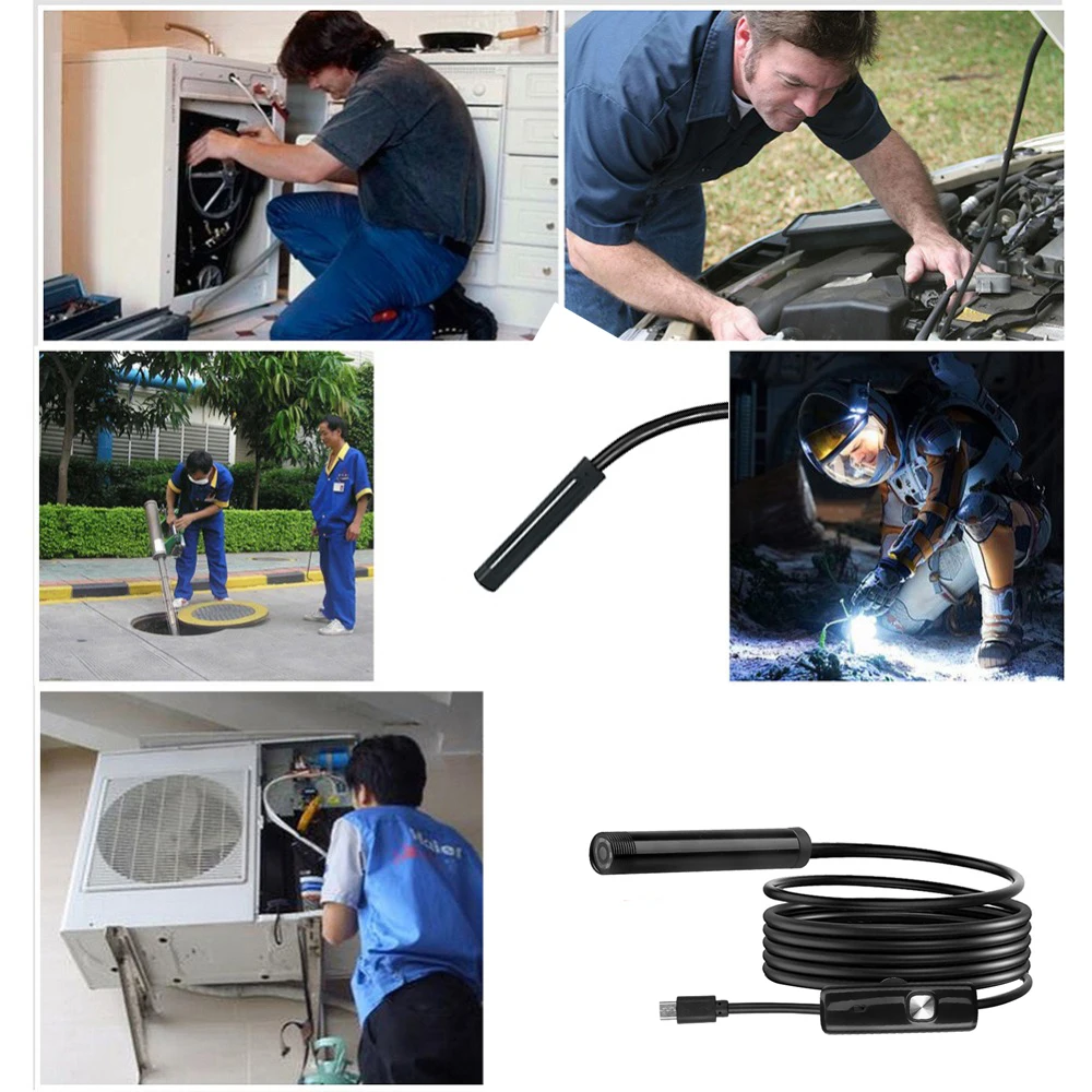 Endoscope Camera Waterproof Mini USB industrial Endoscope Camera 7mm Adjustable Wire Inspection Borescope for Smartphone inspection camera mini endoscope camera