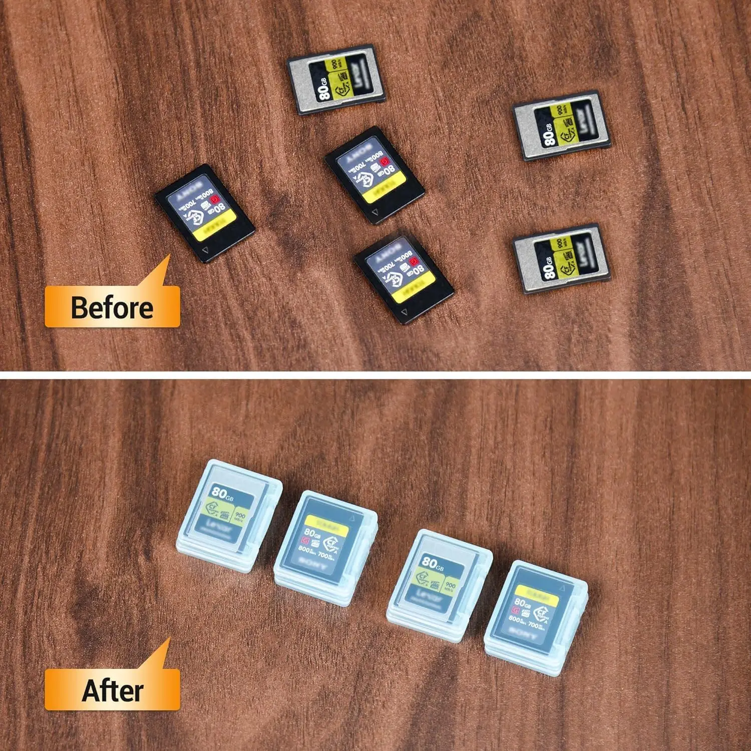 Memory Card Case Holder for 6 /12 PCS CFexpress Type-A Anti-Shock Clear Plastic Memory Card Organizer Carrying Case with Label