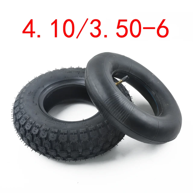 2 pneus 4.10/3.50-4 + chambres à air avec valve incurvée 4 pneus
