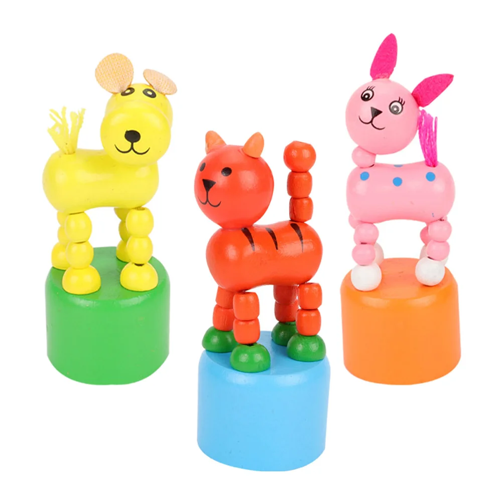

Wood Playthings Animal Figurine Toys Dancing Animal Finger Puppet Mixed Style