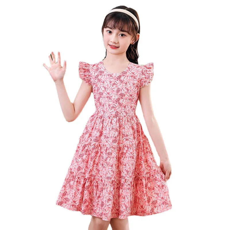 Girls Floral Print Off-Shoulder Skater Dress - Pink & Red Summer Party Dress For Ages 7-13 Years - View #7