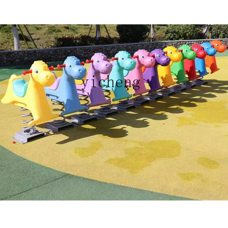 ZF Outdoor Spring Rocking Horse Playground Equipment Children's Trojan Horse the Hokey Pokey Seesaw Toys 5