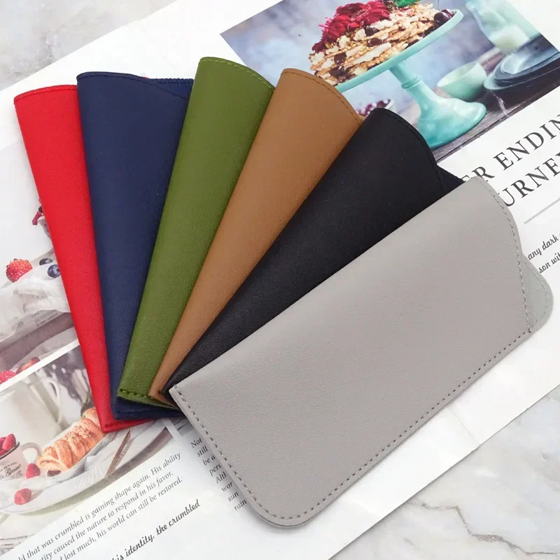 PU Leather Pouch Bag Pocket Eyeglasses Sleeve Eyewear Protector Pure Color Leather Eyeglass Sunglasses Reading Glasses Case Soft glasses case glasses storage bag sunglasses bag zipper eyewear box