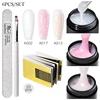 MEET ACROSS 6pcs/set Gold Foil Glitter Extension Nail Gel Set Clear White Pink Quick Building Gel Soak Off UV Nail Art Tools Kit 1