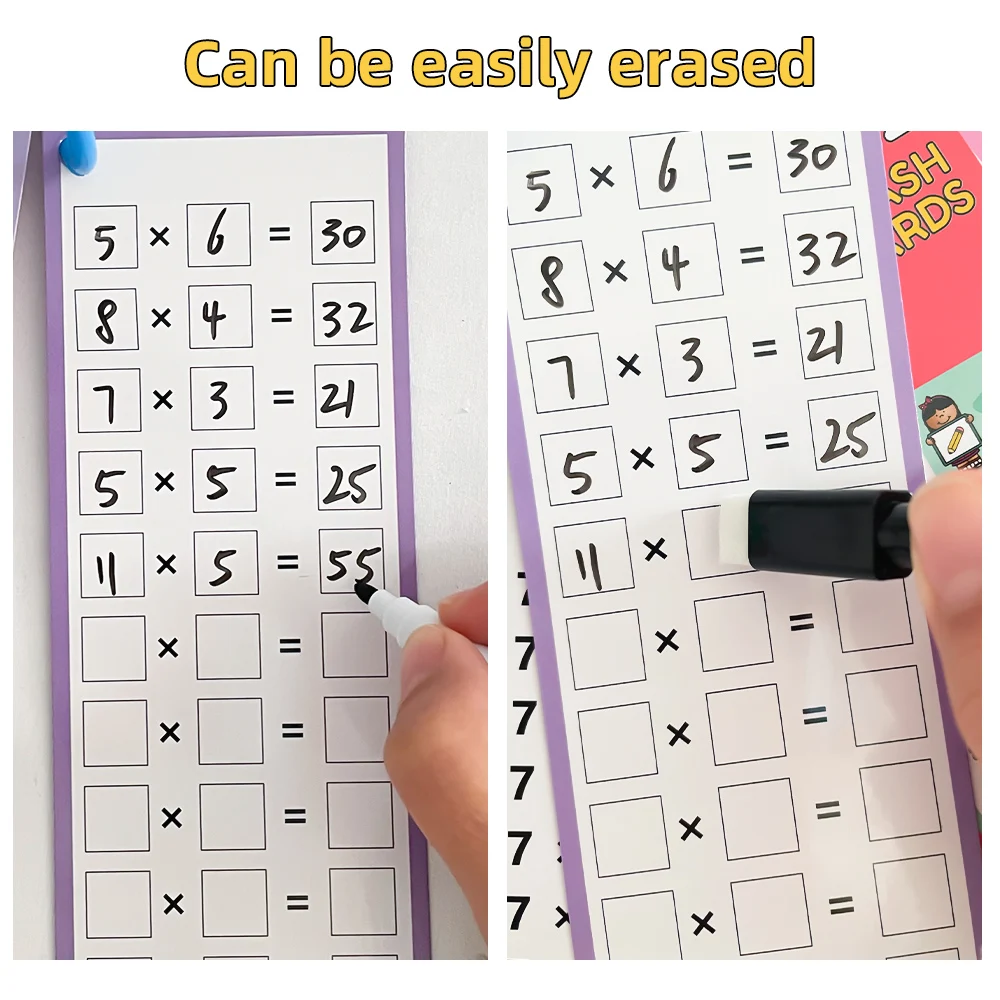 Children Multiplication 1-12 Table Flashcards Maths Fact Skill Improve Arithmetic Learning Tools for Kindergarten Primary School 5