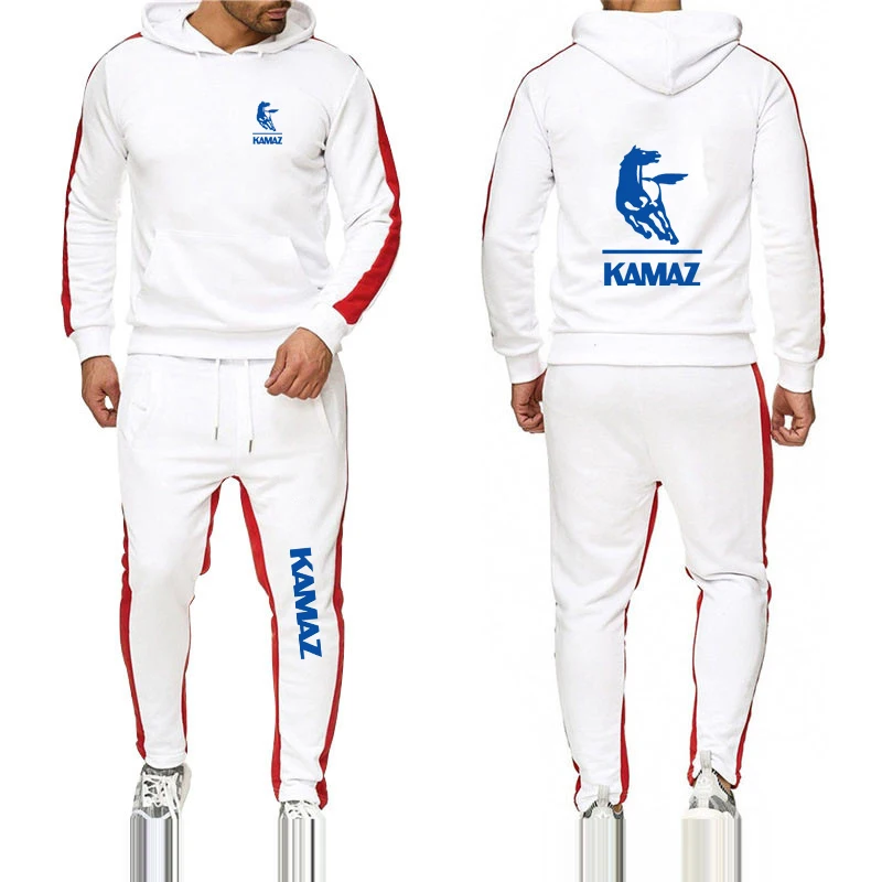 2023 new men's Kamaz printed sportswear leisure 2-piece sweatshirt hooded+sweatpants sportswear fashion solid color suit