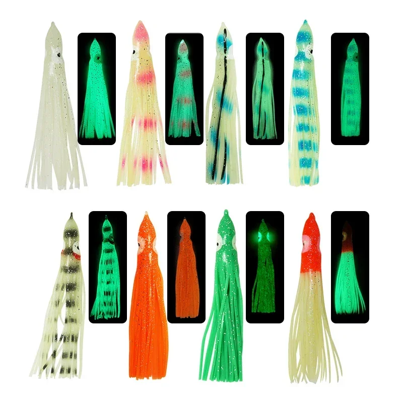 

5-pieces Luminous Squid Skirts Soft Lure 5cm/9cm/11cm Artificial Bait Lures Octopus Wobblers Tuna Kingfish Sailfish Marlin Baits