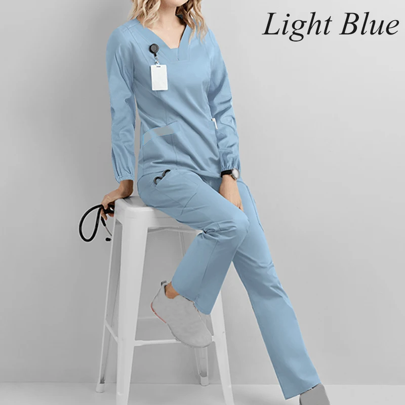 Women Uniform Set Long Sleeve Nurse Workwear Beauty Salon Work Clothe Slim Fit Scrub Shirt Unisex Medical Nursing Uniform nurse uniform suits,work uniform sets