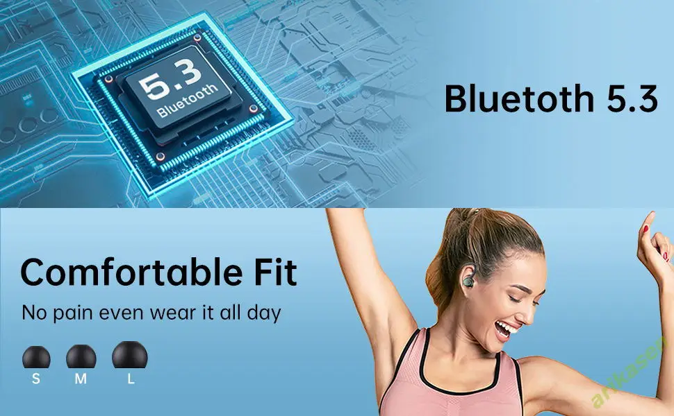 5.3 Cuffie Bluetooth wireless Cuffie con gancio auricolare con microfono Riduzione del rumore Auricolari TWS Auricolari audio HIFI_voghion.com