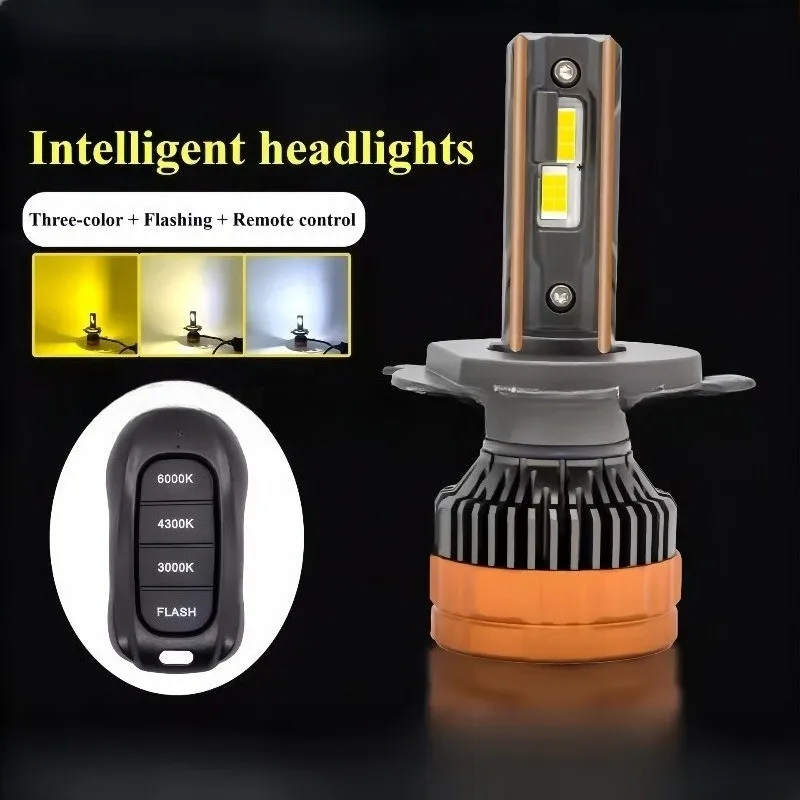 1개입 삼색 리모컨 H11 H9 HB3 9005 HB4 9006 H1 H9 160W 6500K 4300K 3000K LED 헤드라이트 H4 LED H7 자동차 헤드라이트용