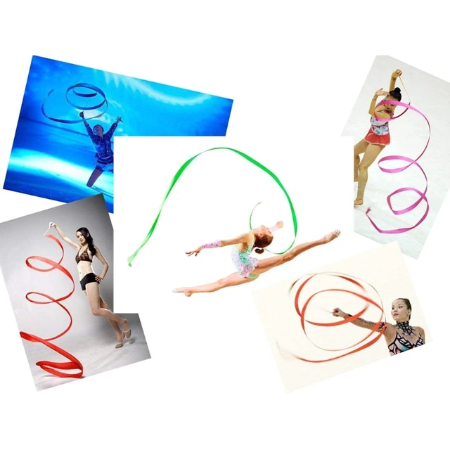 Rhythmic Gymnastics Ribbon for Children Artistic Dancing Rainbow Band Ribbon Kids Dance Bands 2 Metres Long Ribbons 4