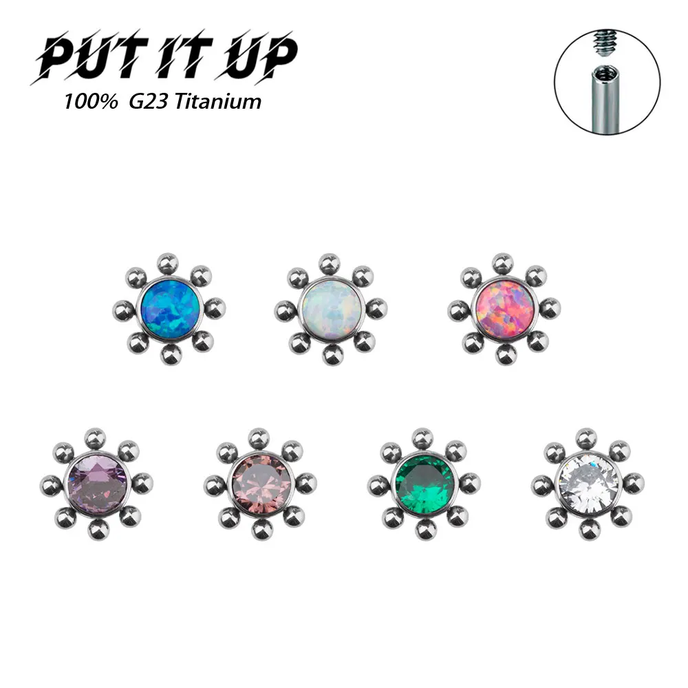 

G23 Titanium Opal 18G Labret Lip Piercing Set Set with Zircon Internal Spiral Tragus Cartilage Body Piercing Jewelry Decoration