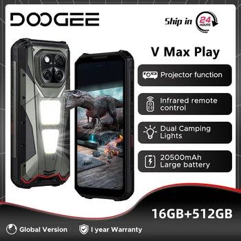 DOOGEE V Max Play Proiettore Telefono robusto 36GB 512GB 6.78 "120Hz Dimensity 7300 Fotocamera 200MP 20500mAh Doppia luci da campeggio NFC