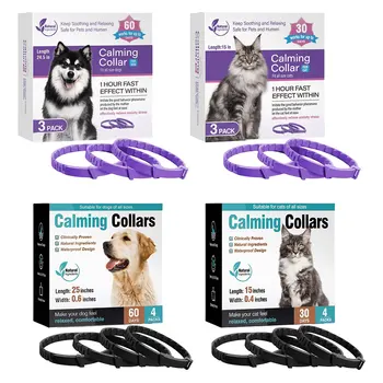 3/4 Pack Pet Calming Collar Stress and Anxiety Relief Calm Collar Adjustable Natural Calm Relax Soothing Collars for Cats Dogs 2