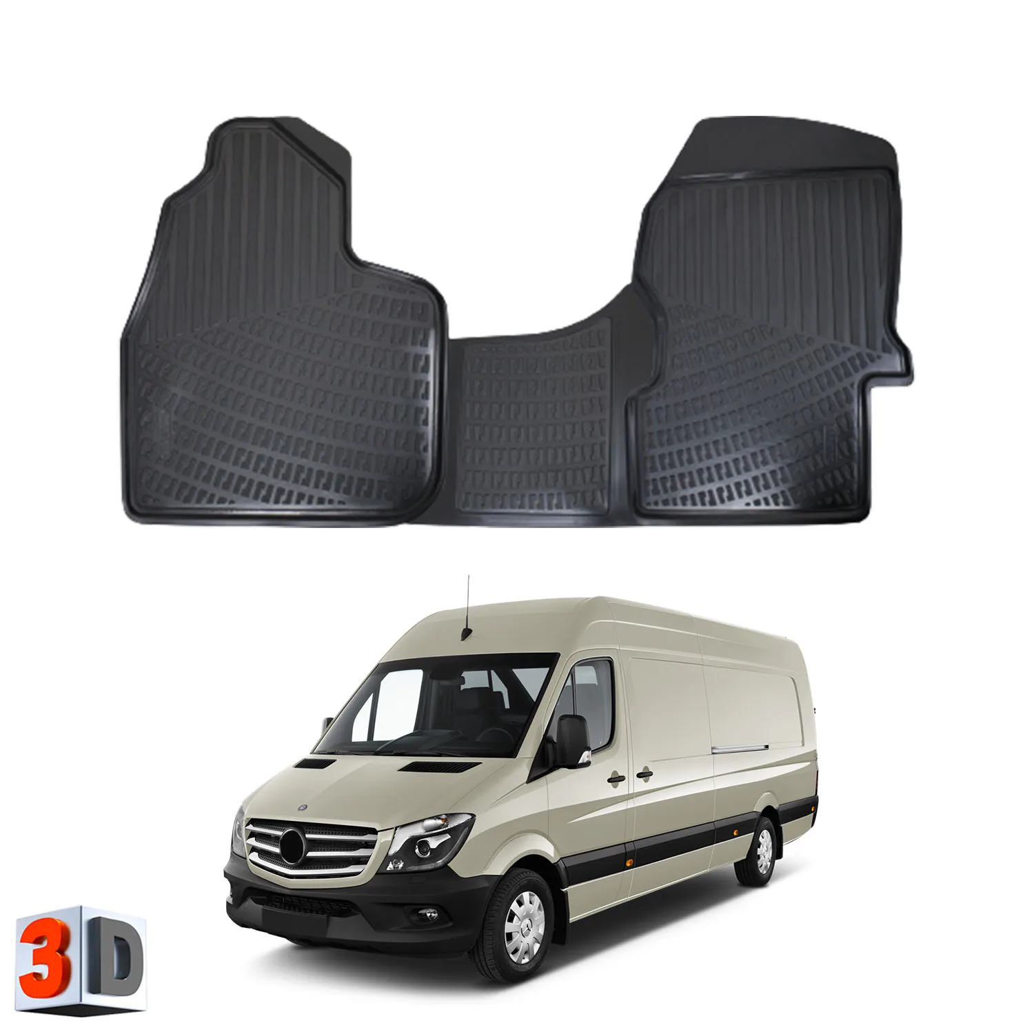 Mercedes Sprinter (2007 2013) Floor Mats Liner Waterproof 3D (Black