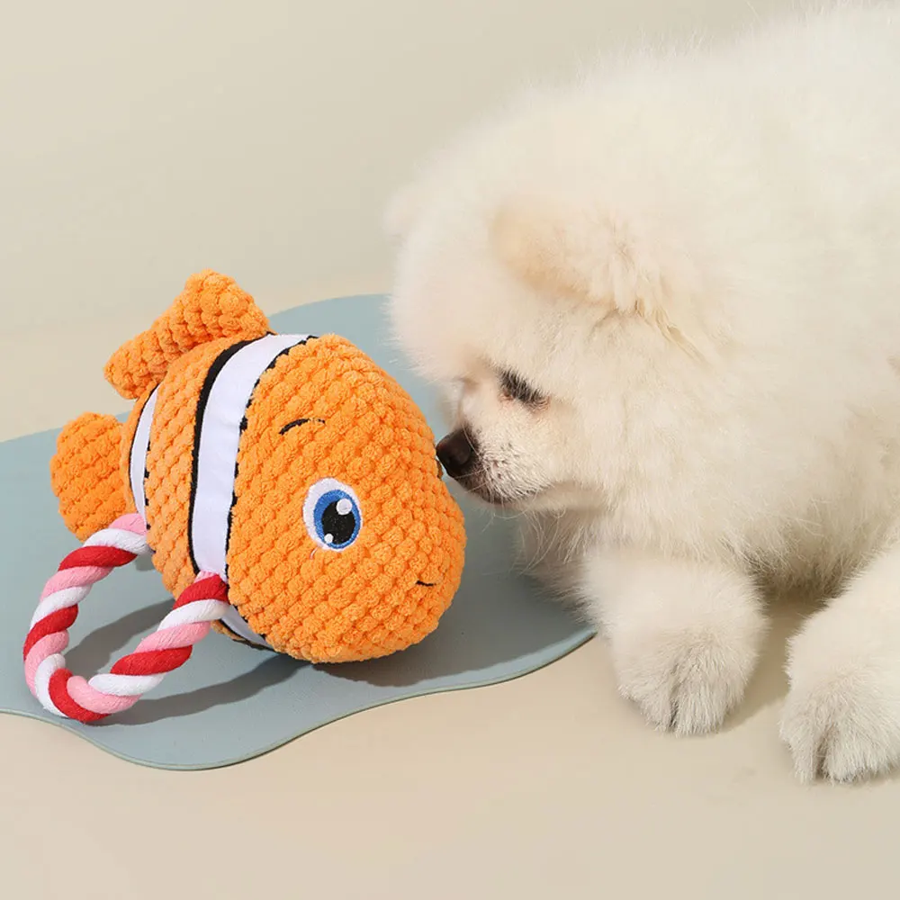 2024 New Bite Resistant Dog Squeak Toy Squeaking Dog Shark Toys Chewing Turtle Fish Pet Puppy Chew Toy Plush Dog Accessories 3