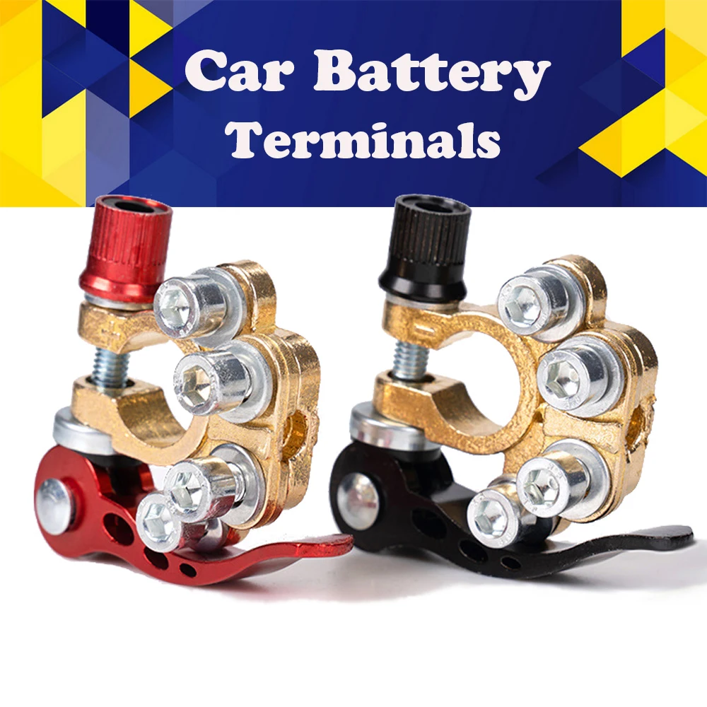 2Pcs Car Battery Terminal Connectors Quick Release Connector Positive and Negative Pole Terminal Clip for Post