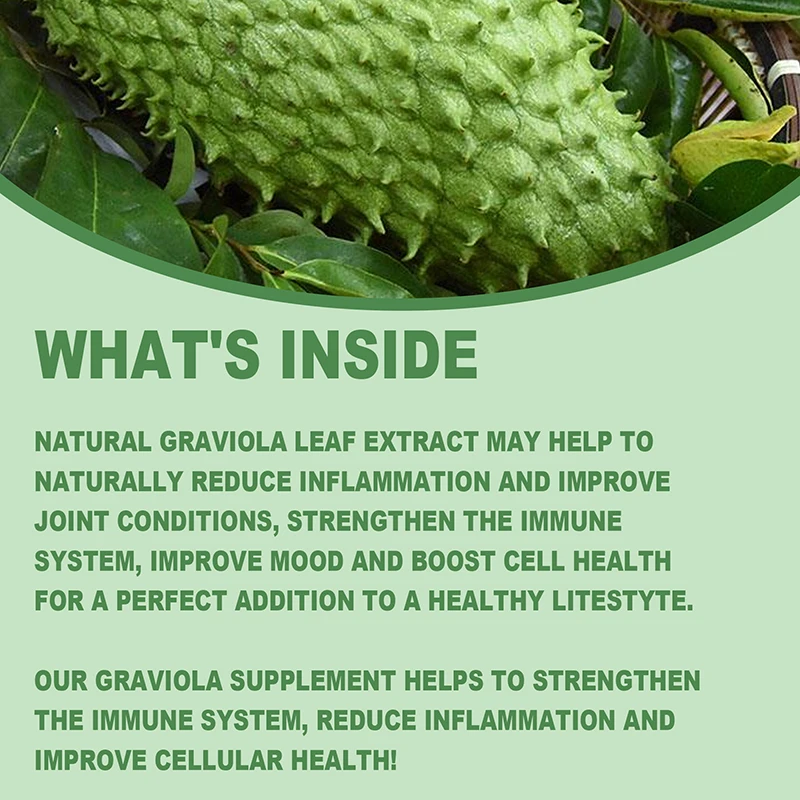 Soursop Supplement Soursop Graviola Capsules Promotes Cellular Health Relieves Stress and Improves Mood