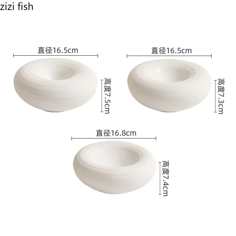 White Double Layer Insulation Plate Serving Plate Ceramic Circular Thick Soup Snack Dish Salmon Dish Restaurant Tableware