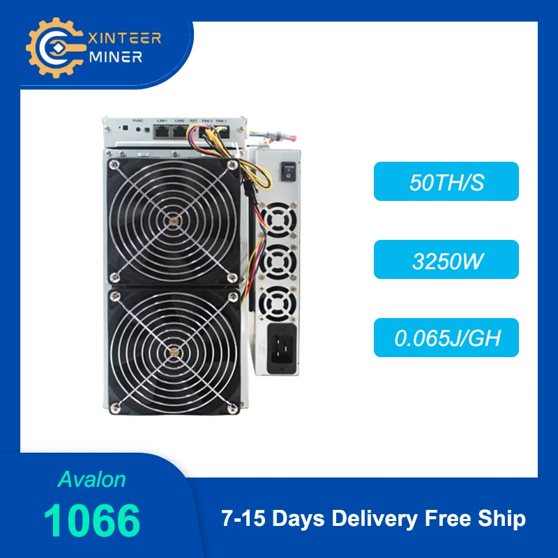 

Подержанная машина для криптовалюминирования биткоинов Avalon 1066 50T 3250W Asic Miner с блоком питания