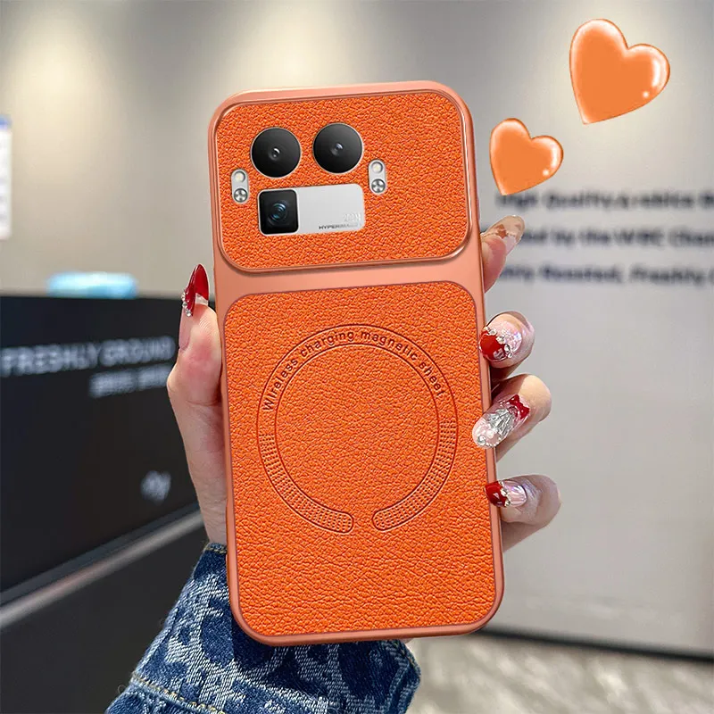 Ultra-Thin PU Leather Magnetic Anti-Drop Case with Wireless Charging Compatibility