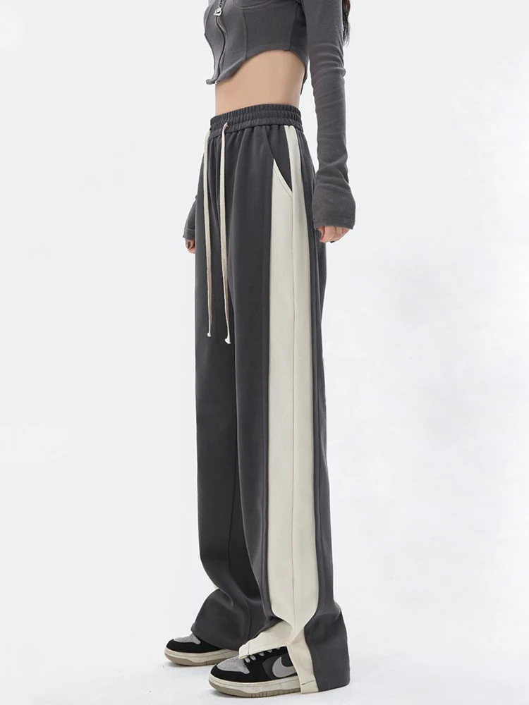 

Women's Wide Leg Elastic Waist Patchwork Contrast Color High Waist Sweatpants Casual Streetwear Baggy Daily Joggers Pants