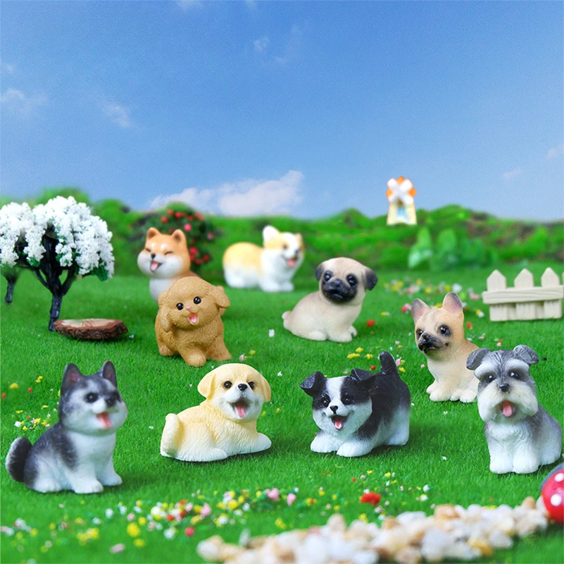 1PC Resin Craft Miniature Figure Tiny For Bonsai Microlandscape Fairy Garden Decor Cute Small Dog Puppy Animal Decoration