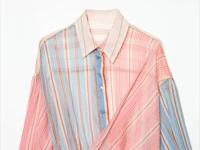 Chemise rayée élégante et unique KONDALA pour femme, avec nœud à la taille, transparente, collection été 2026, style urbain, idéale pour les vacances 4