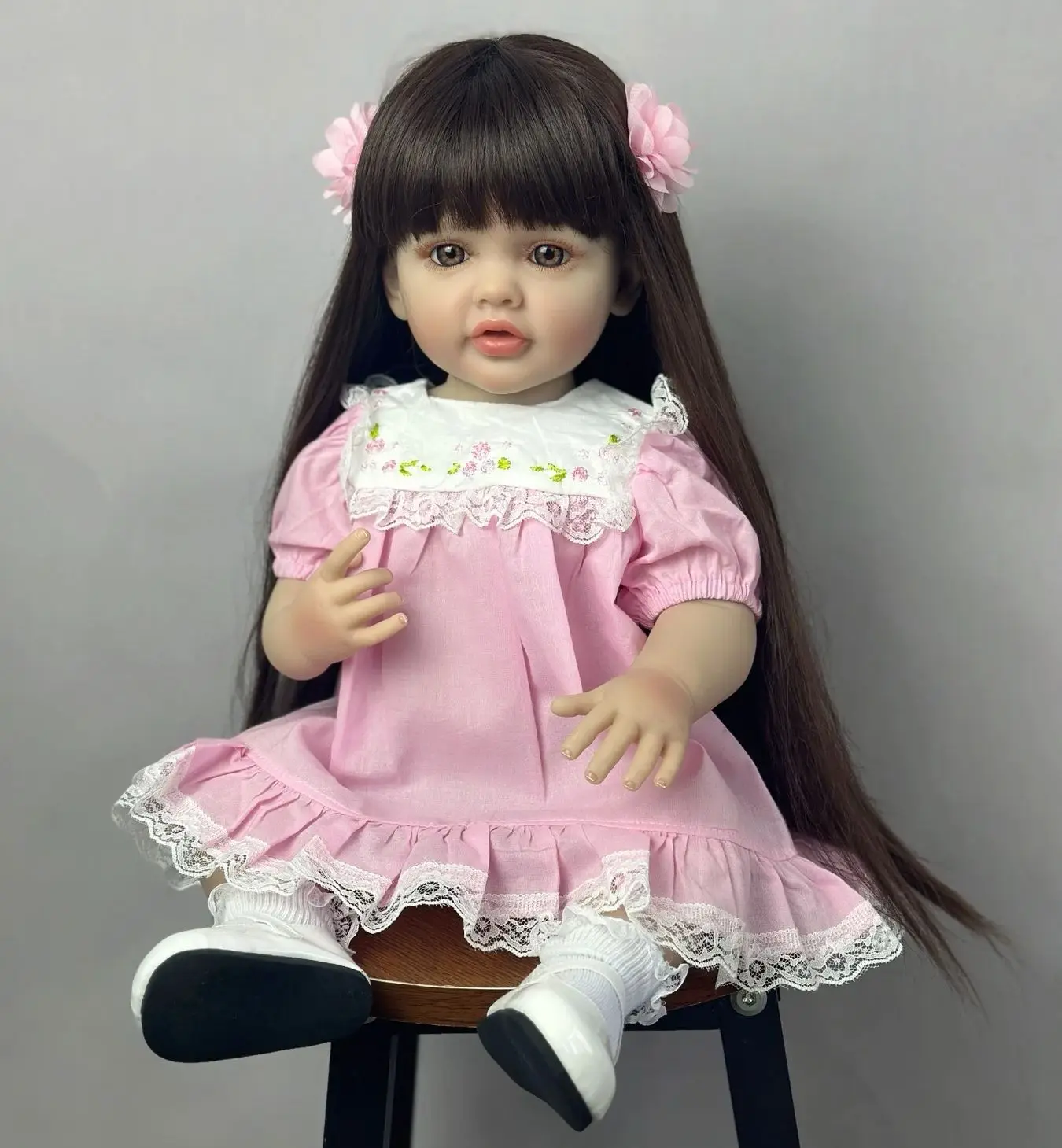 55 CM Soft Silicone Reborn Baby Girl Doll Lifelike 22 Inch Realistic Princess Toddler Art Bebe Christmas Gift for Child 5