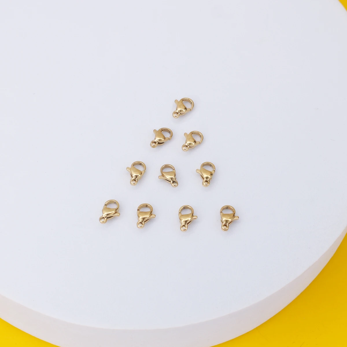 

10 pieces Handmade DIY Stainless Steel non-fading true gold women's accessories Lobster buckle Bracelet Buckle set